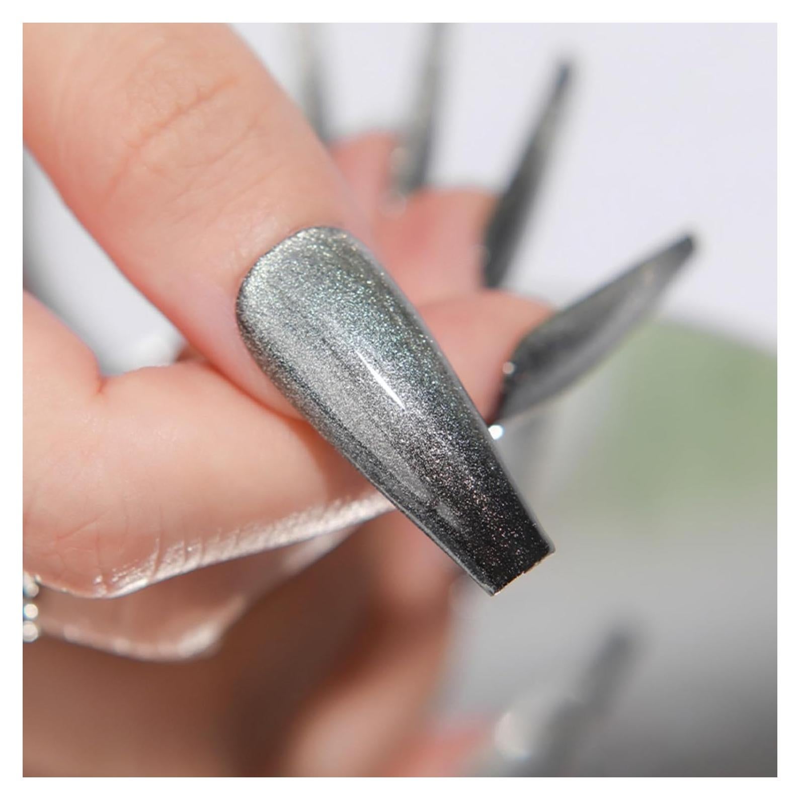 Uñas Postizas Gentle Claws Nieve Ceniza 24 Piezas Terciopelo