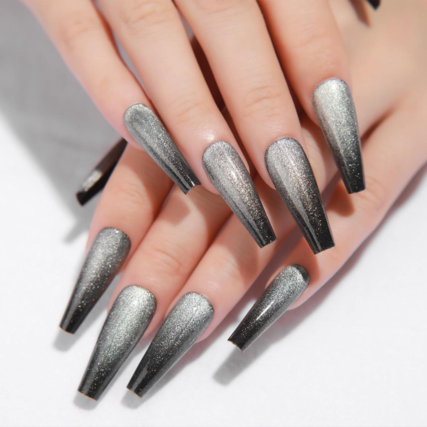 Uñas Postizas Gentle Claws Nieve Ceniza 24 Piezas Terciopelo