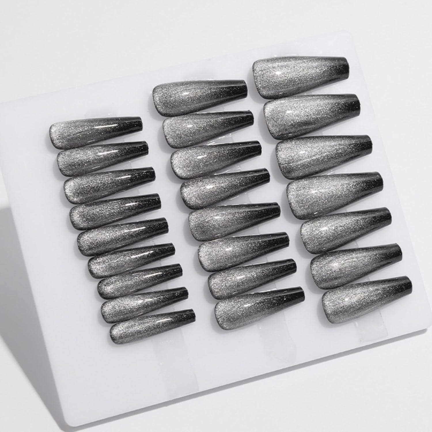 Uñas Postizas Gentle Claws Nieve Ceniza 24 Piezas Terciopelo