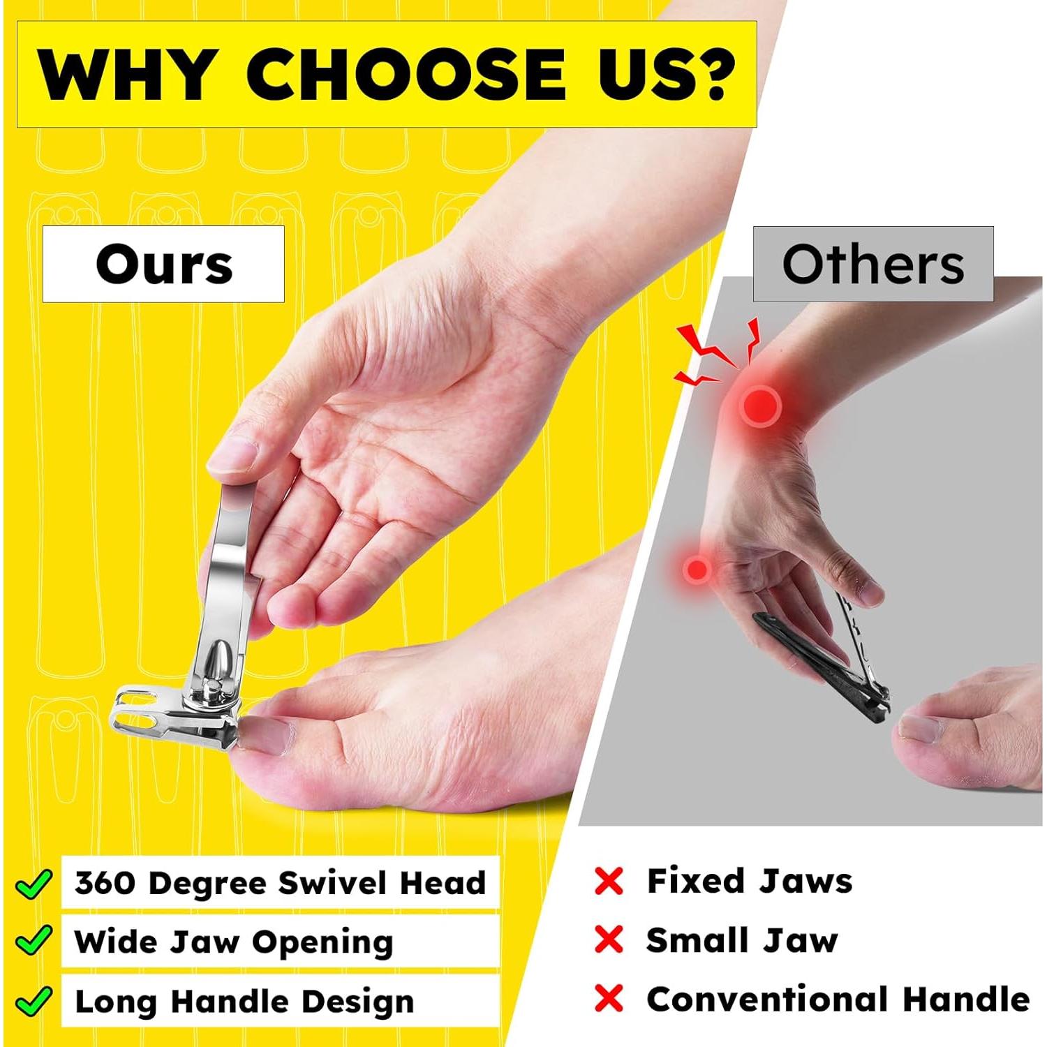 Cortauñas Jovareneo 360 Grados Mango Largo Acero Inoxidable