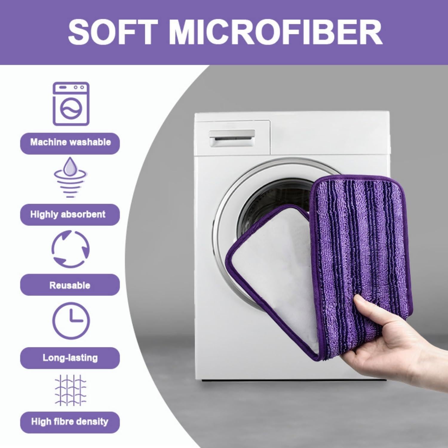 Paños de Mopa Reutilizables ITidyHome para Swiffer 37.6x11.9cm (6)