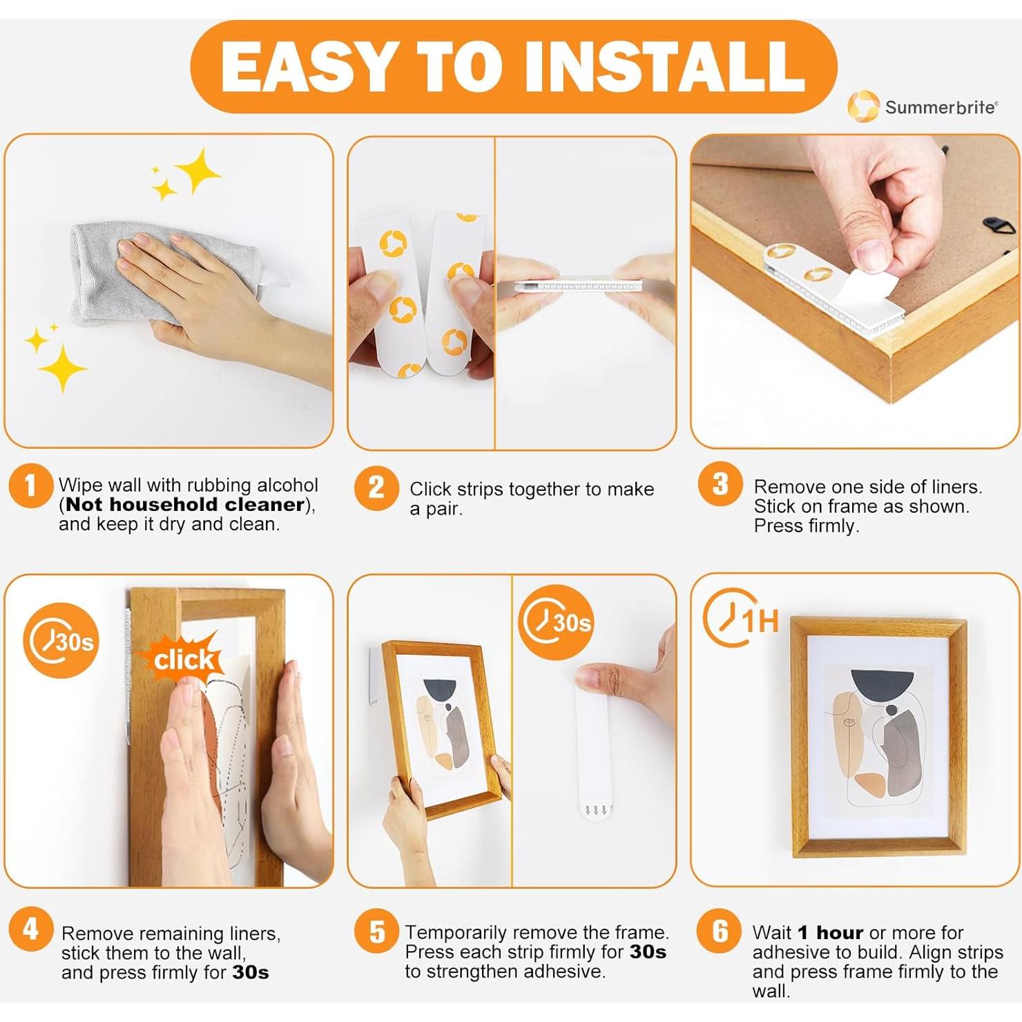 Tiras Adhesivas para Colgar Cuadros Summerbrite XL - 32 Unidades