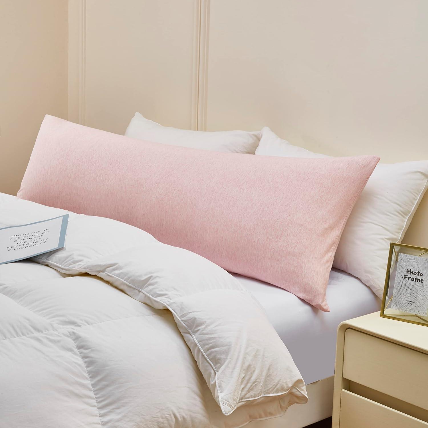 Funda de Almohada de Cuerpo Oubonun 100% Algodón Rosa Bebé 53x137cm