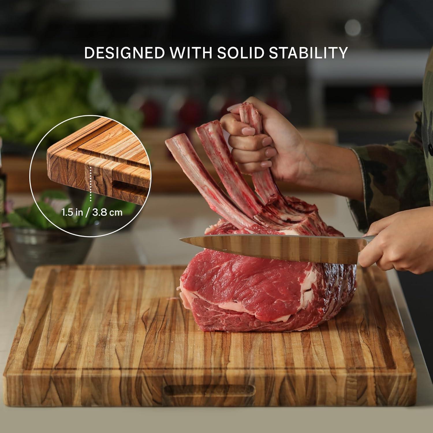 Tabla de Cortar Teakhaus Pequeña 40.64x30.48 cm con Canal de Jugo