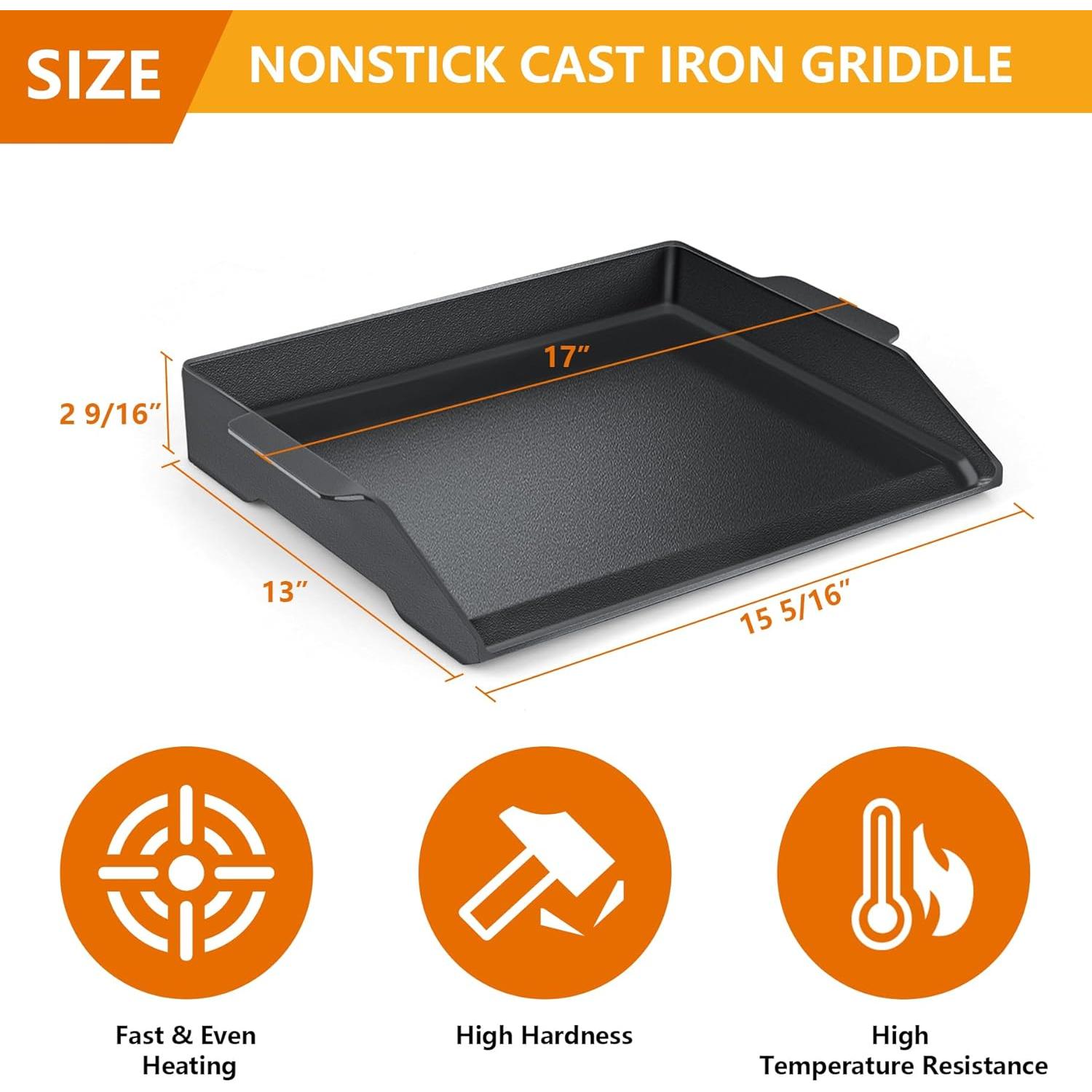 Plancha de Hierro Fundido FlameDuty 43.2x33 cm Antiadherente