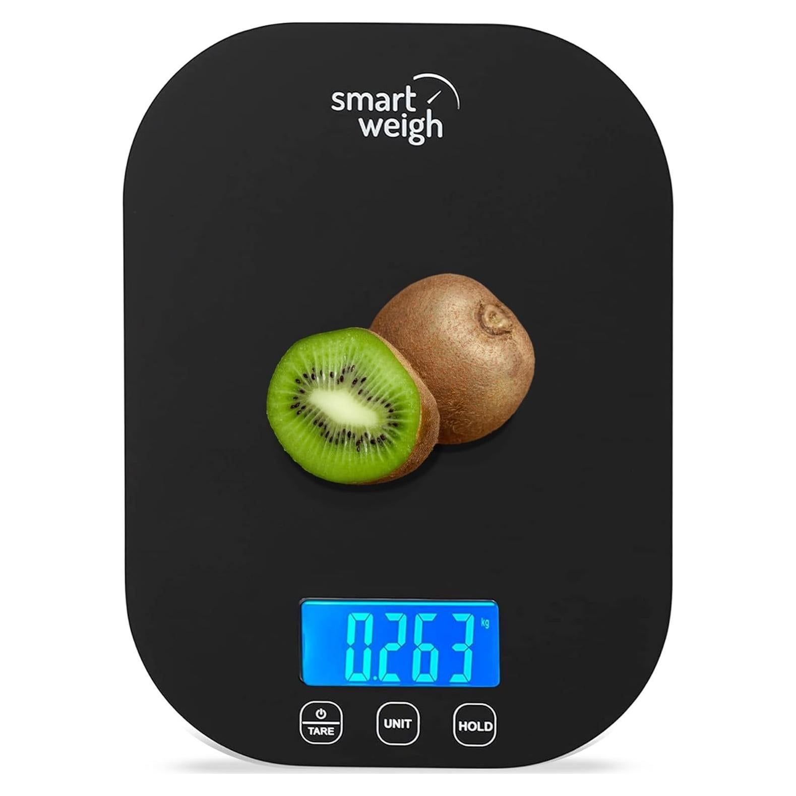 Báscula Digital de Cocina Smart Weigh Negra 5kg Precisa