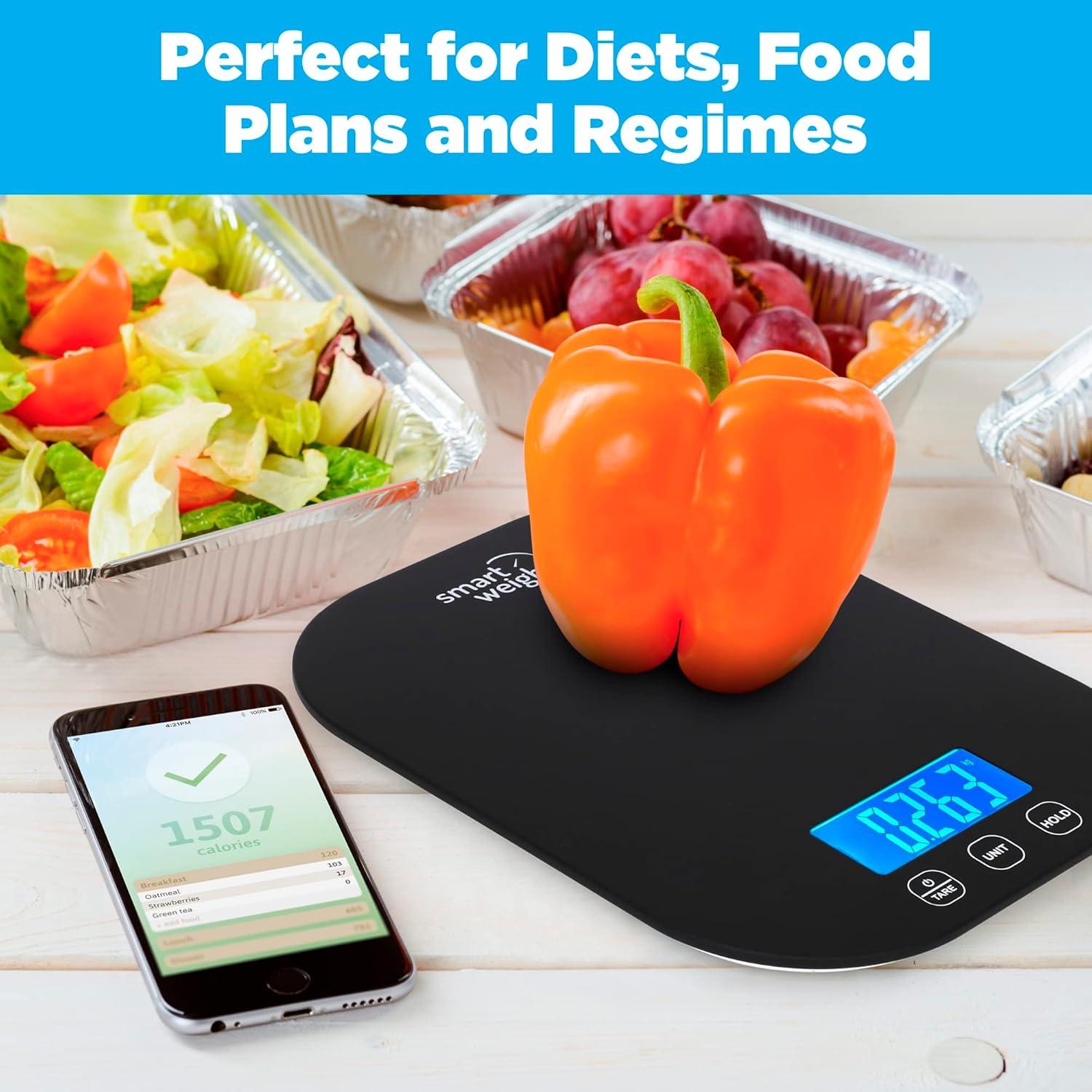 Báscula Digital de Cocina Smart Weigh Negra 5kg Precisa