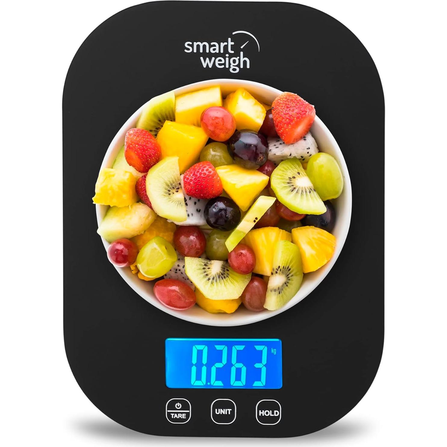 Báscula Digital de Cocina Smart Weigh Negra 5kg Precisa