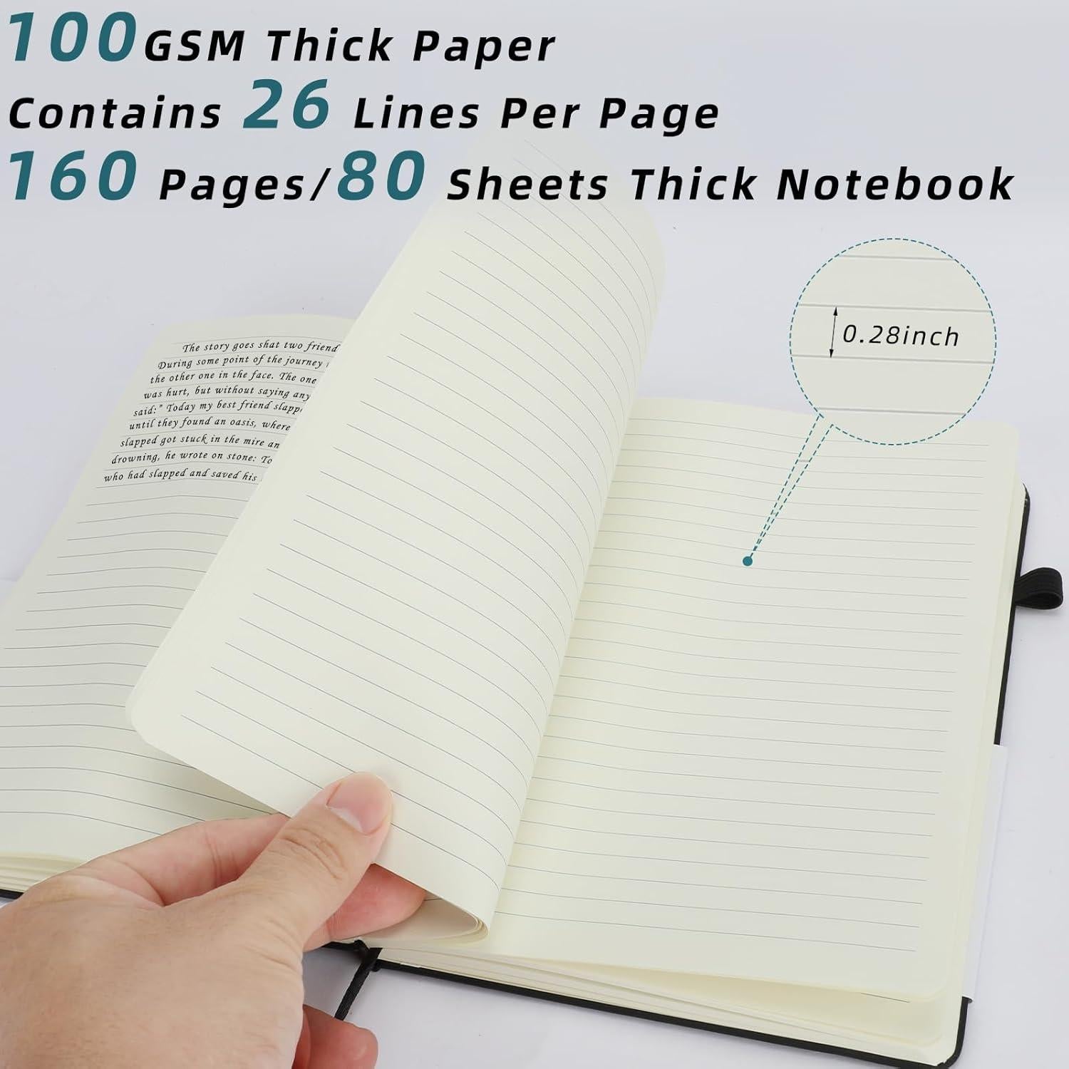 Coopay 6 Cuadernos A5 Tapa Dura con Bolígrafos Blancos 100GSM