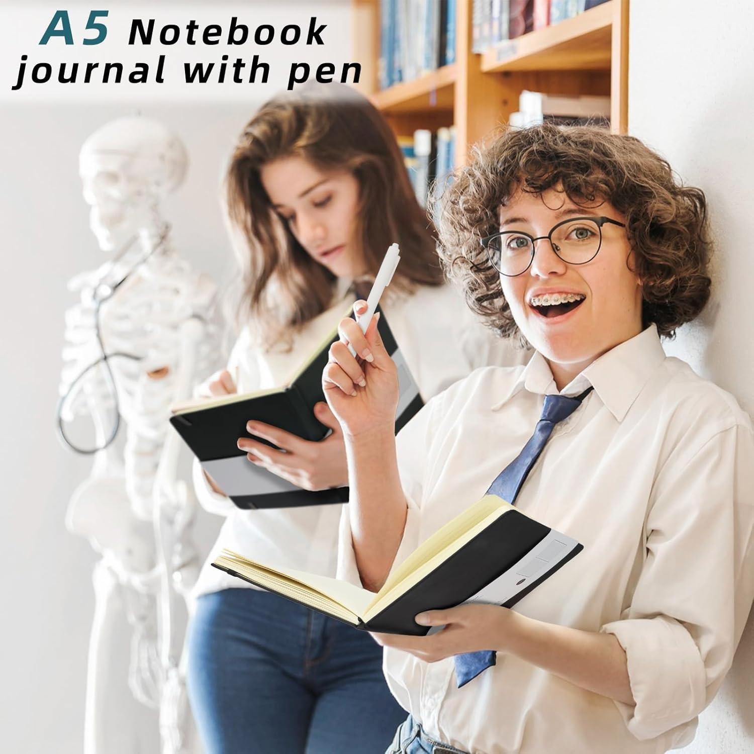 Coopay 6 Cuadernos A5 Tapa Dura con Bolígrafos Blancos 100GSM