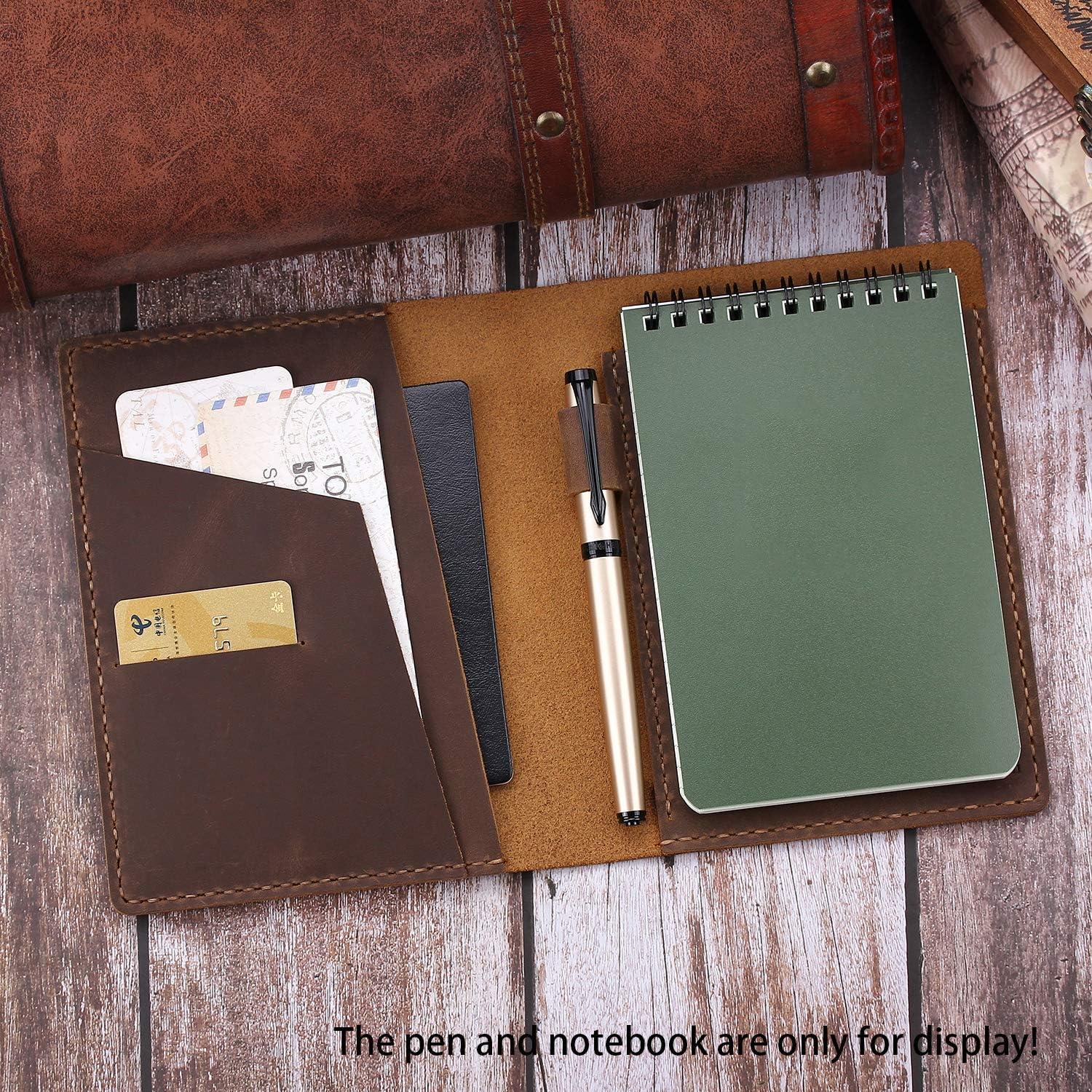 Cubierta de cuero Fasjosma para cuaderno 4x6 pulgadas marrón