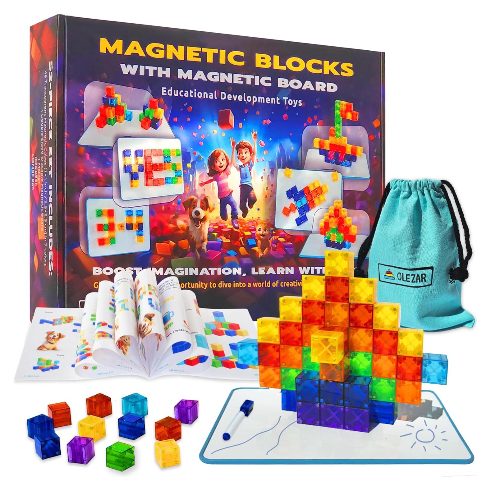 Set de 48 Bloques Magnéticos Transparentes 1" LOCKER STEM 2-en-1