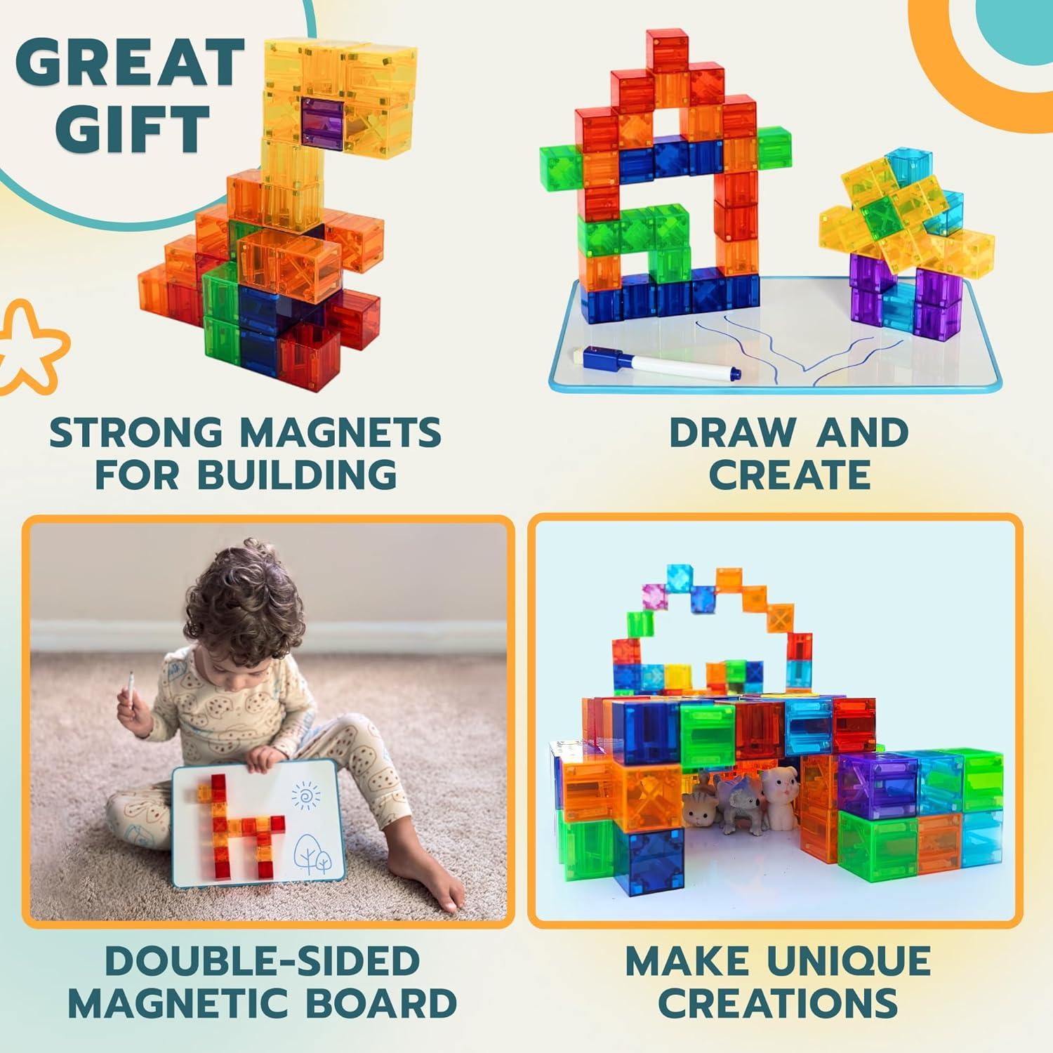 Set de 48 Bloques Magnéticos Transparentes 1" LOCKER STEM 2-en-1