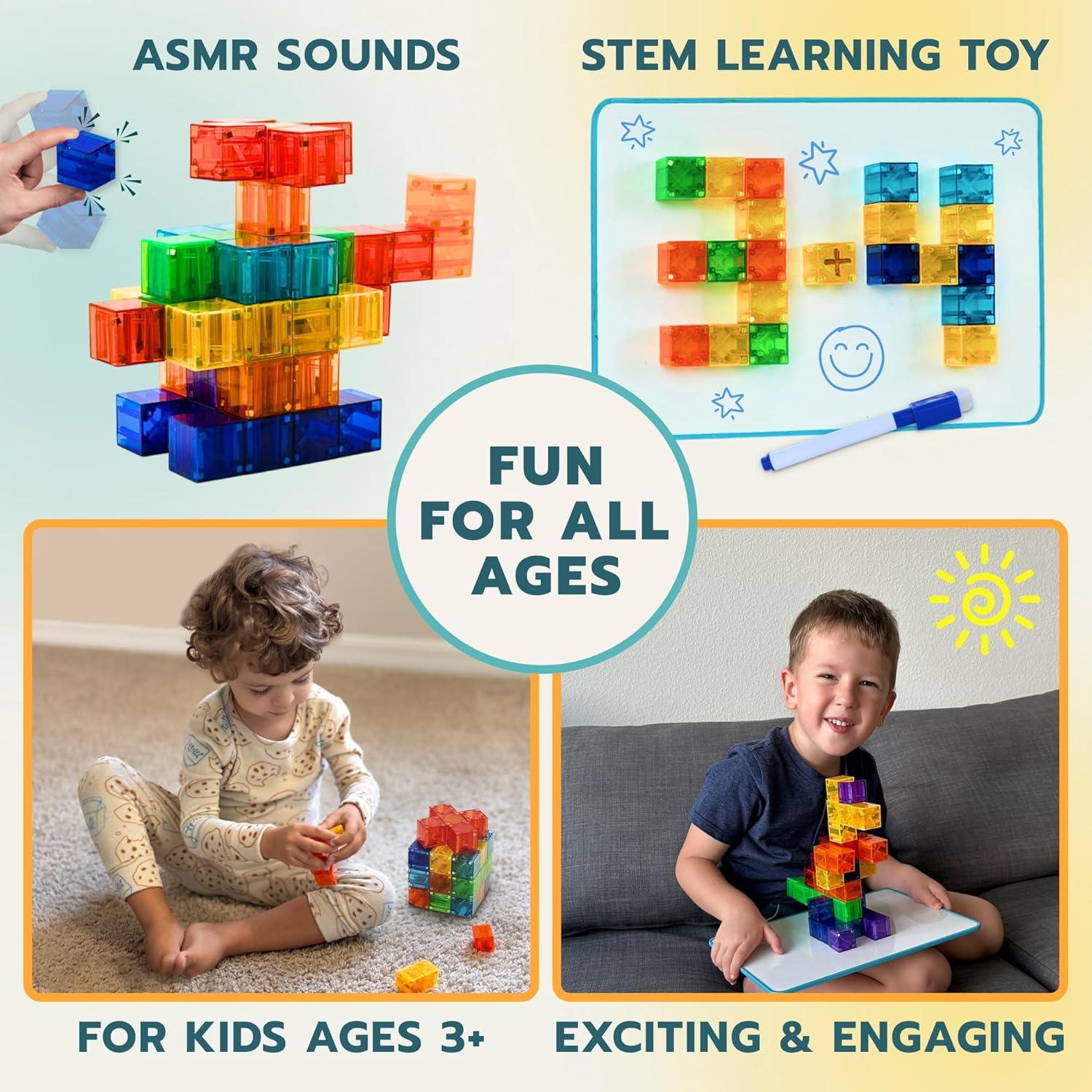 Set de 48 Bloques Magnéticos Transparentes 1" LOCKER STEM 2-en-1