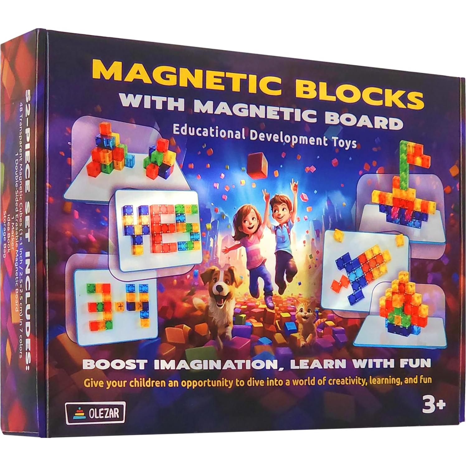 Set de 48 Bloques Magnéticos Transparentes 1" LOCKER STEM 2-en-1