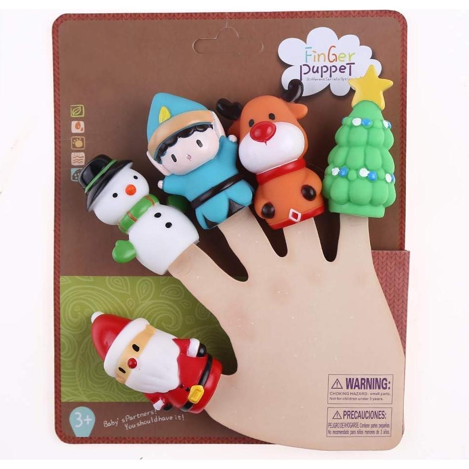 Set de 5 Títeres de Dedo de Navidad CCINEE - Silicona Segura