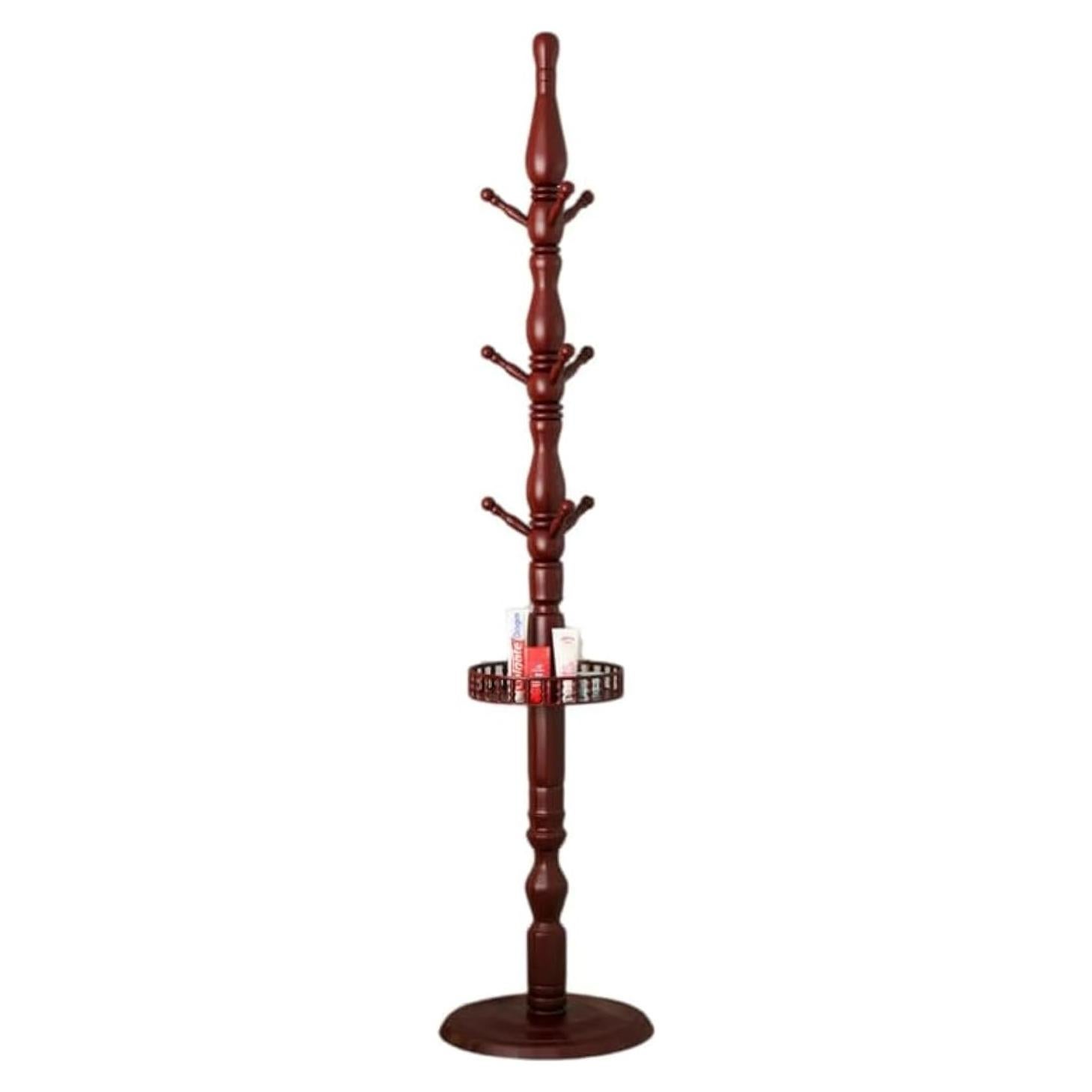 Perchero de Madera Abeto SUOHUI 9 Ganchos Rojo Oscuro 180 cm