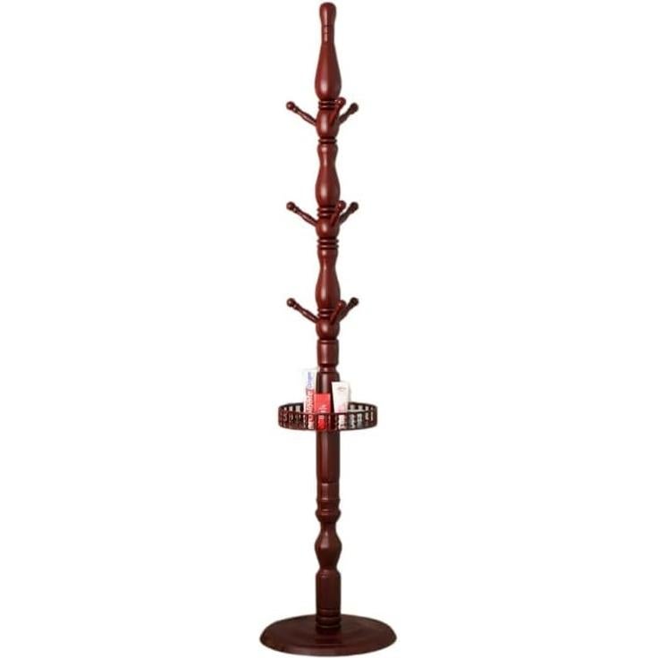 Perchero de Madera Abeto SUOHUI 9 Ganchos Rojo Oscuro 180 cm