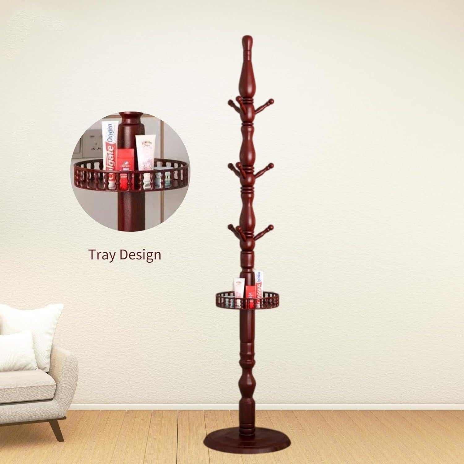 Perchero de Madera Abeto SUOHUI 9 Ganchos Rojo Oscuro 180 cm