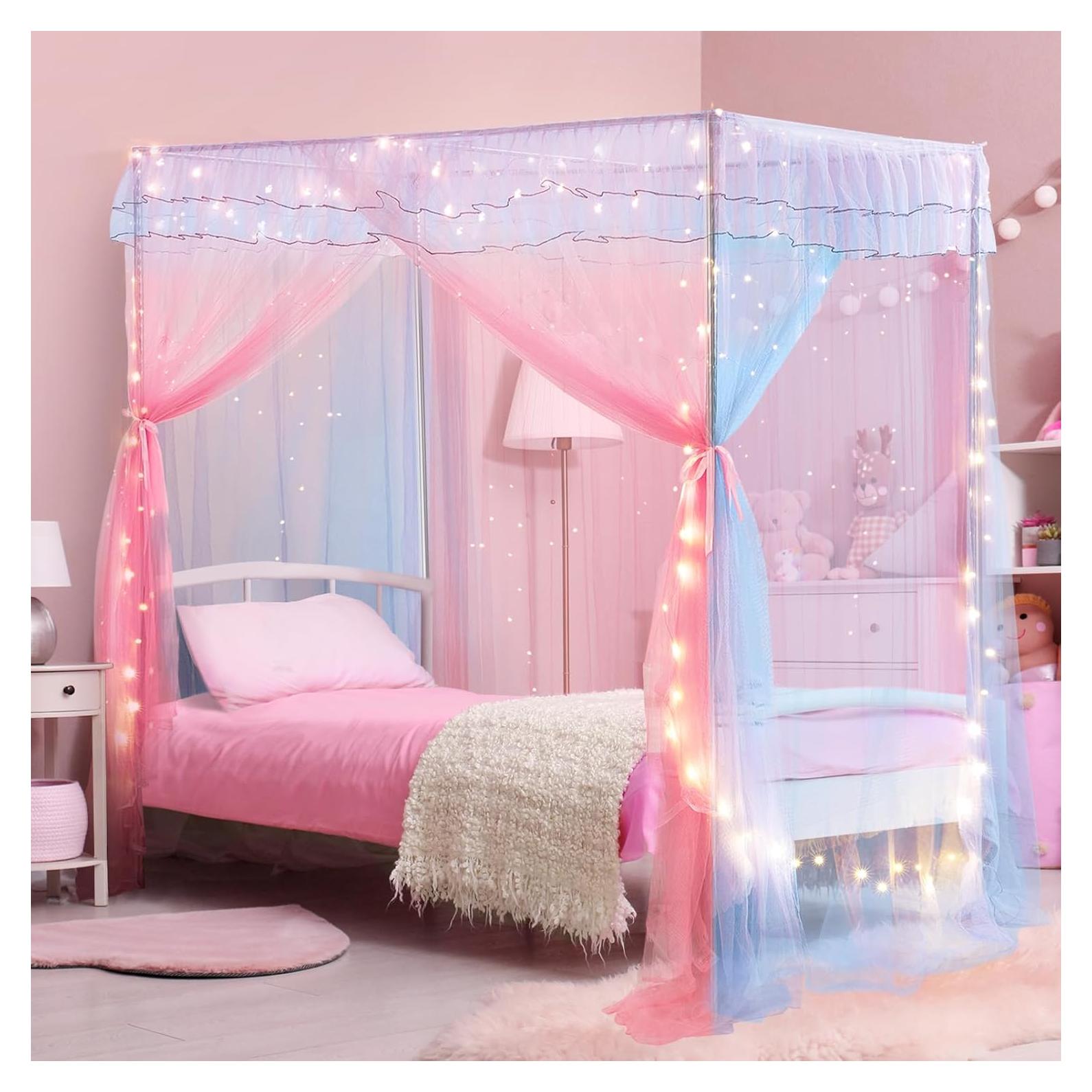 Dosel de Cama Twin YEERSWAG con Luces y Estrellas Luminiscentes