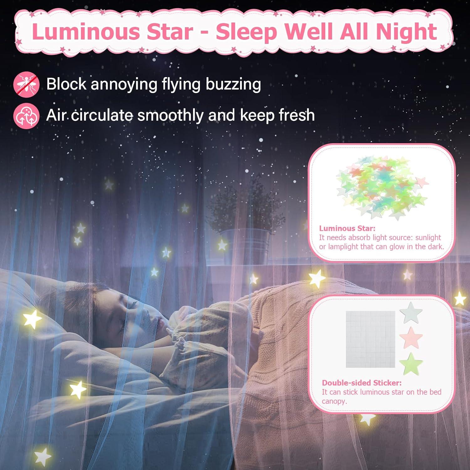 Dosel de Cama Twin YEERSWAG con Luces y Estrellas Luminiscentes