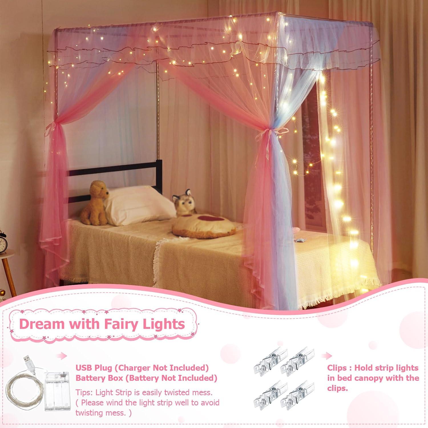 Dosel de Cama Twin YEERSWAG con Luces y Estrellas Luminiscentes