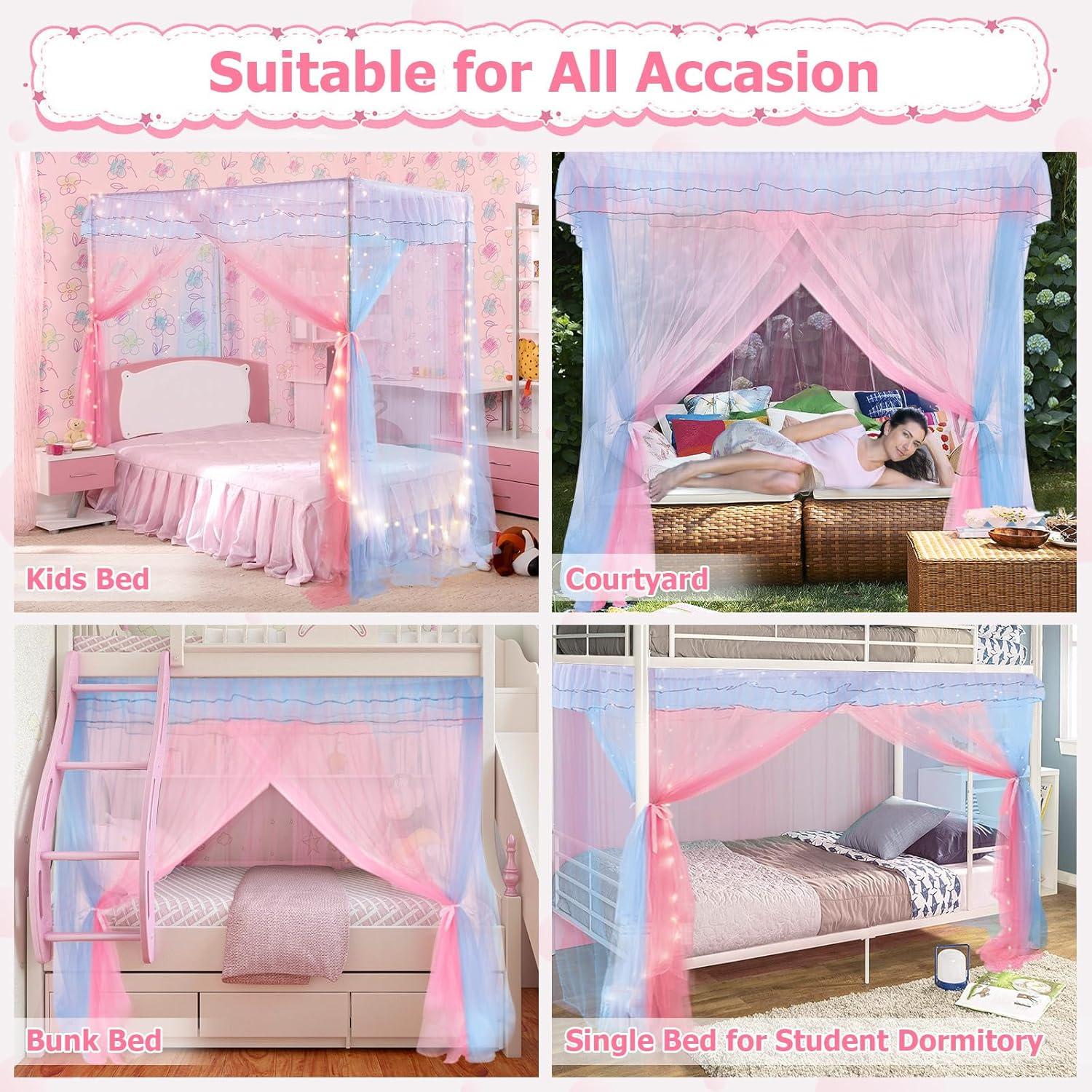 Dosel de Cama Twin YEERSWAG con Luces y Estrellas Luminiscentes