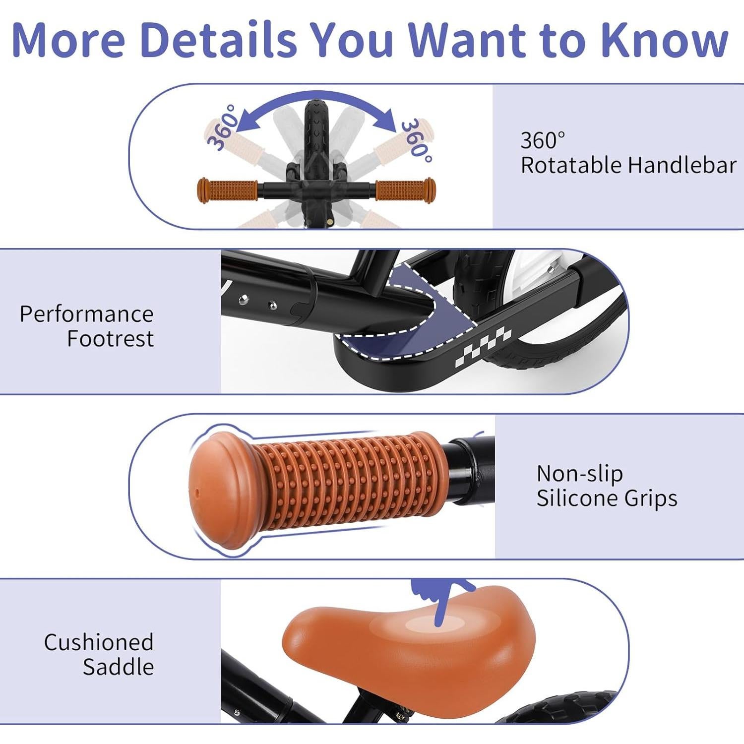 Bicicleta de Equilibrio BELEEV C3 para Niños 2-6 Años 12"