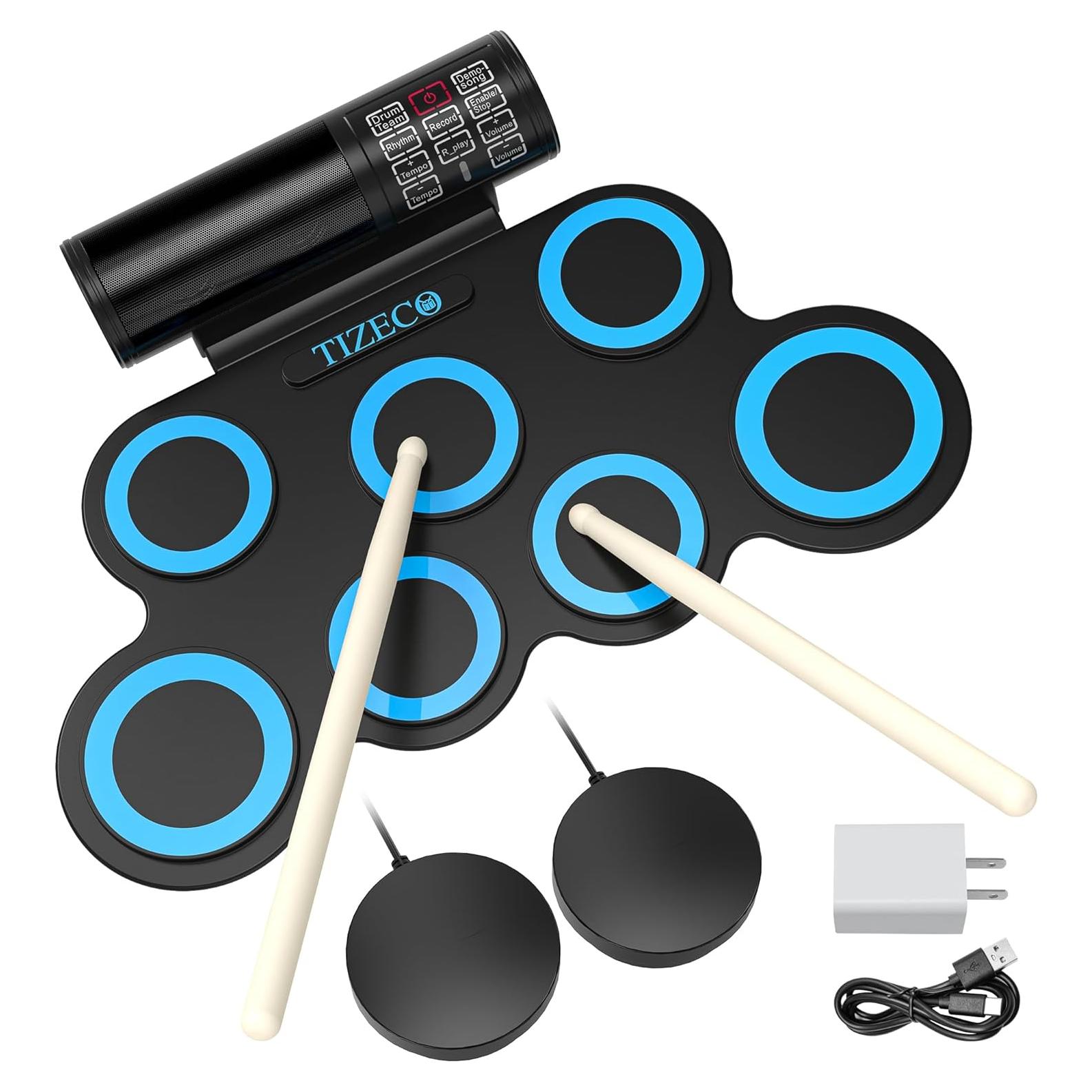 Set de Batería Electrónica Plegable 7 Almohadillas Azul