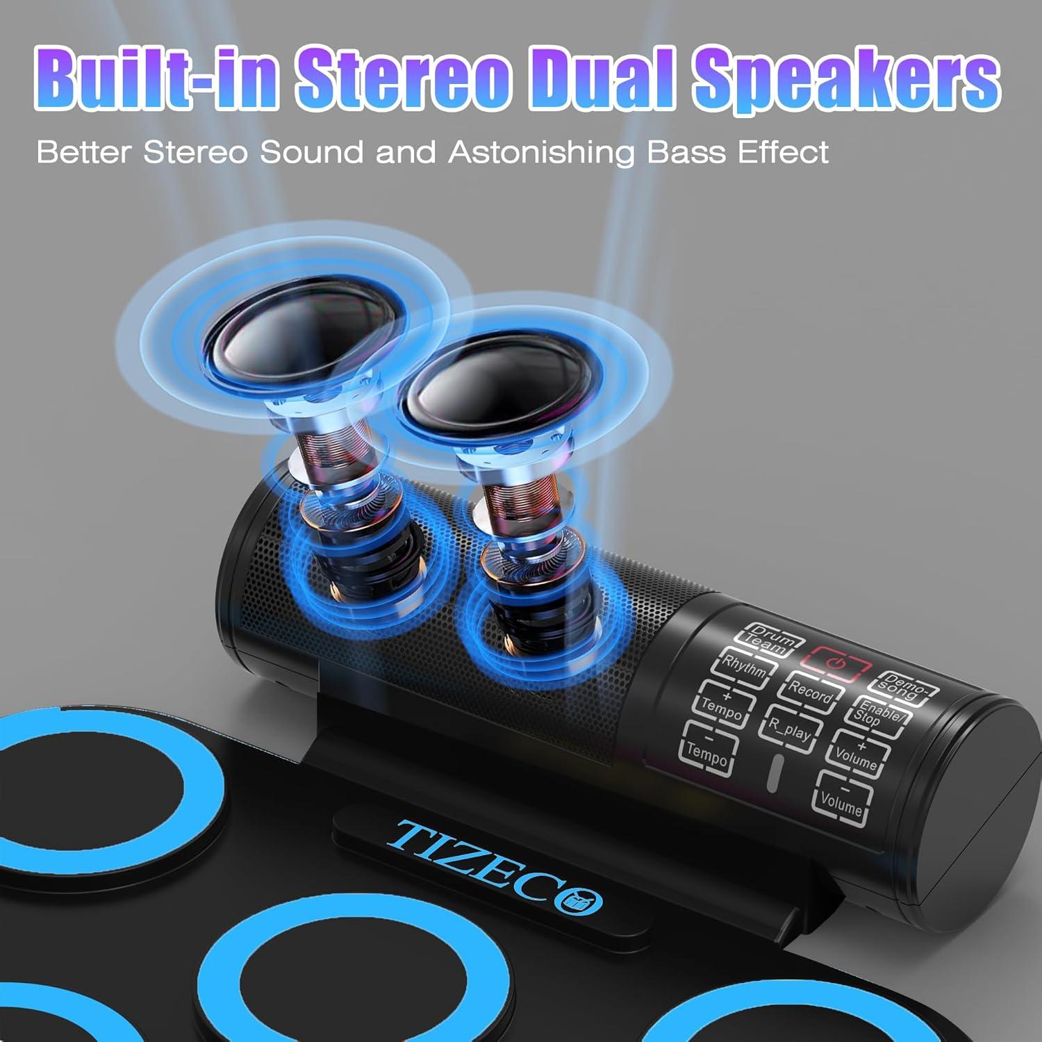 Set de Batería Electrónica Plegable 7 Almohadillas Azul