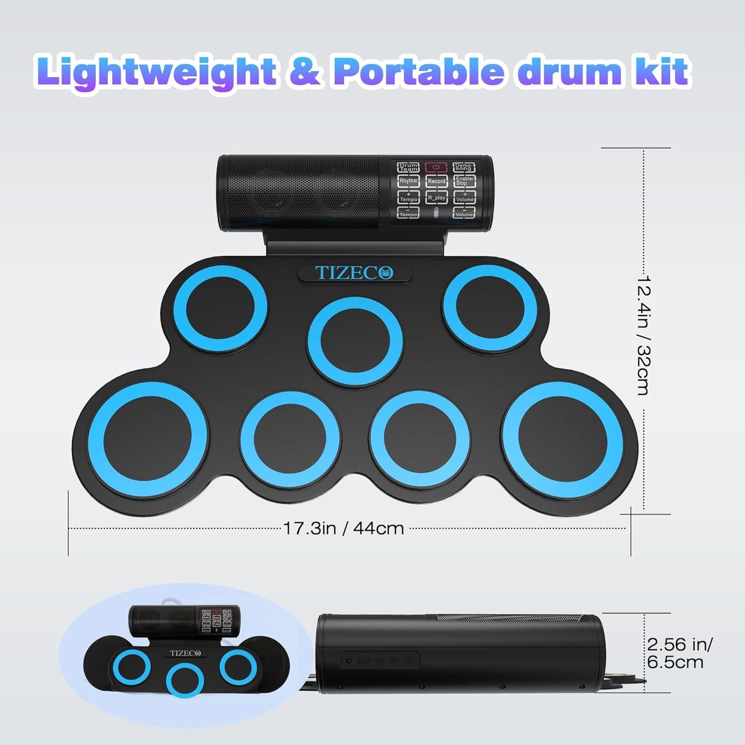 Set de Batería Electrónica Plegable 7 Almohadillas Azul