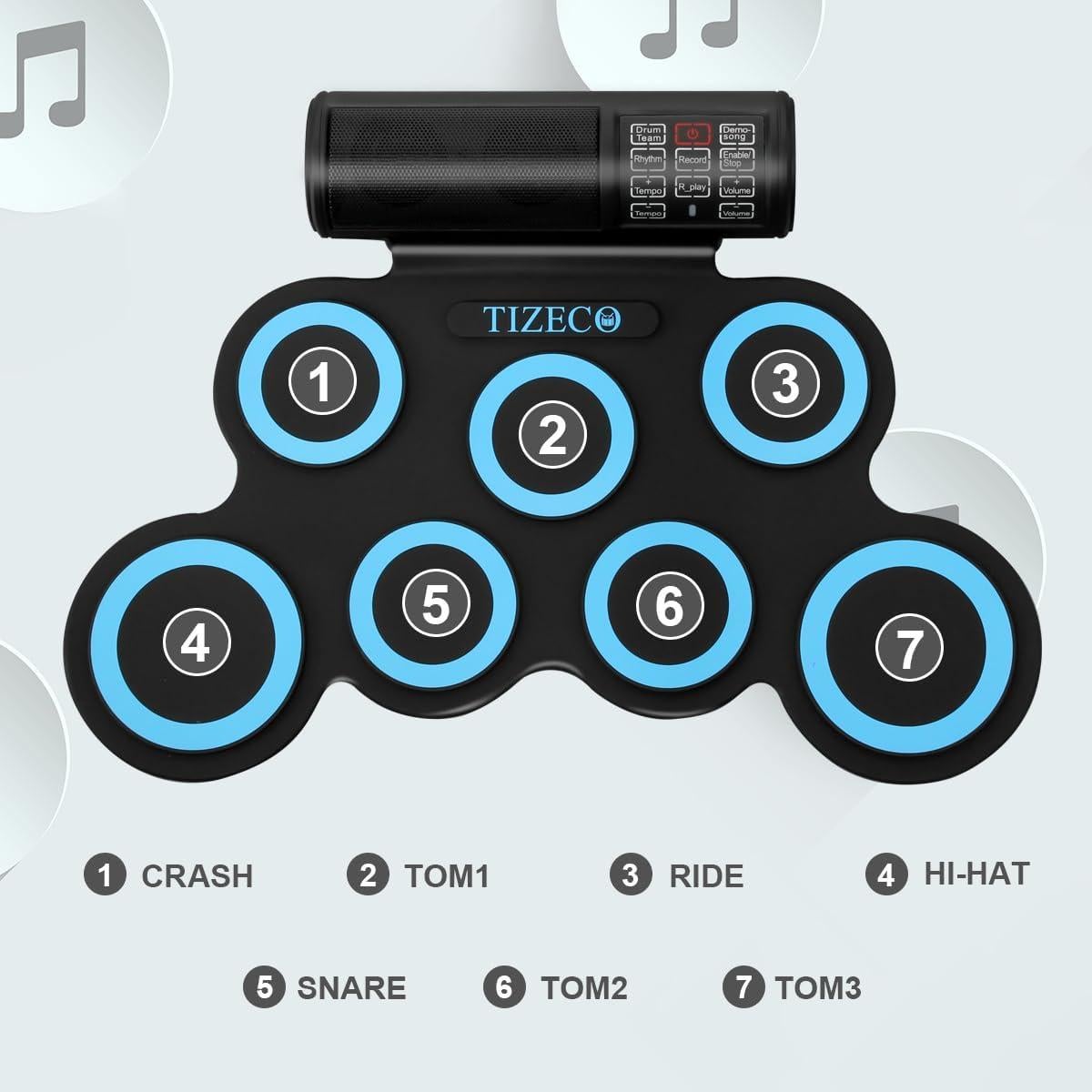 Set de Batería Electrónica Plegable 7 Almohadillas Azul