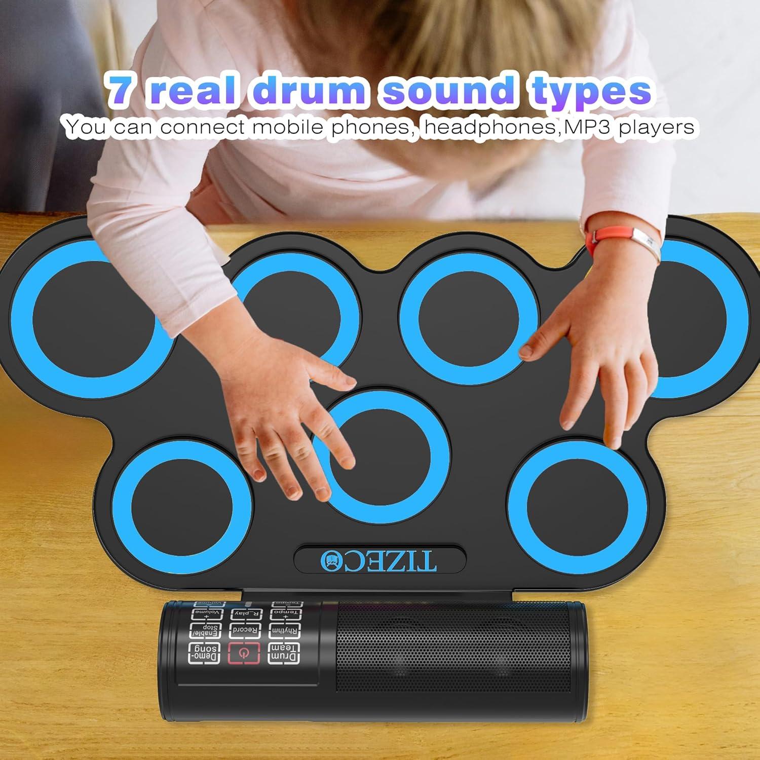 Set de Batería Electrónica Plegable 7 Almohadillas Azul