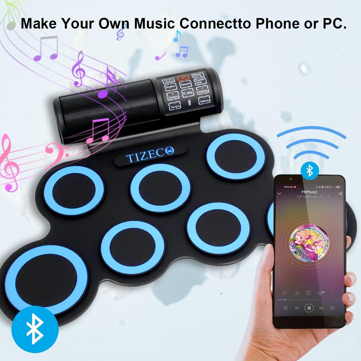 Set de Batería Electrónica Plegable 7 Almohadillas Azul