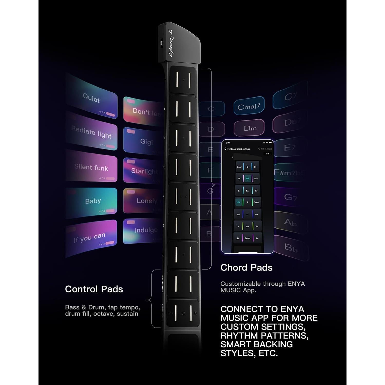 Guitarra Inteligente Enya CYBER-G Plegable 20 Sonidos Negro