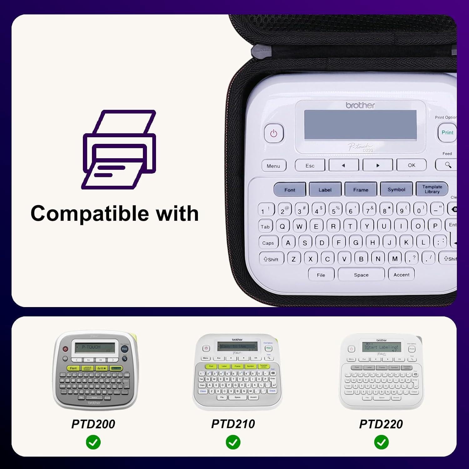 Funda LTGEM para Etiquetadora Brother P-Touch PTD220/210/200