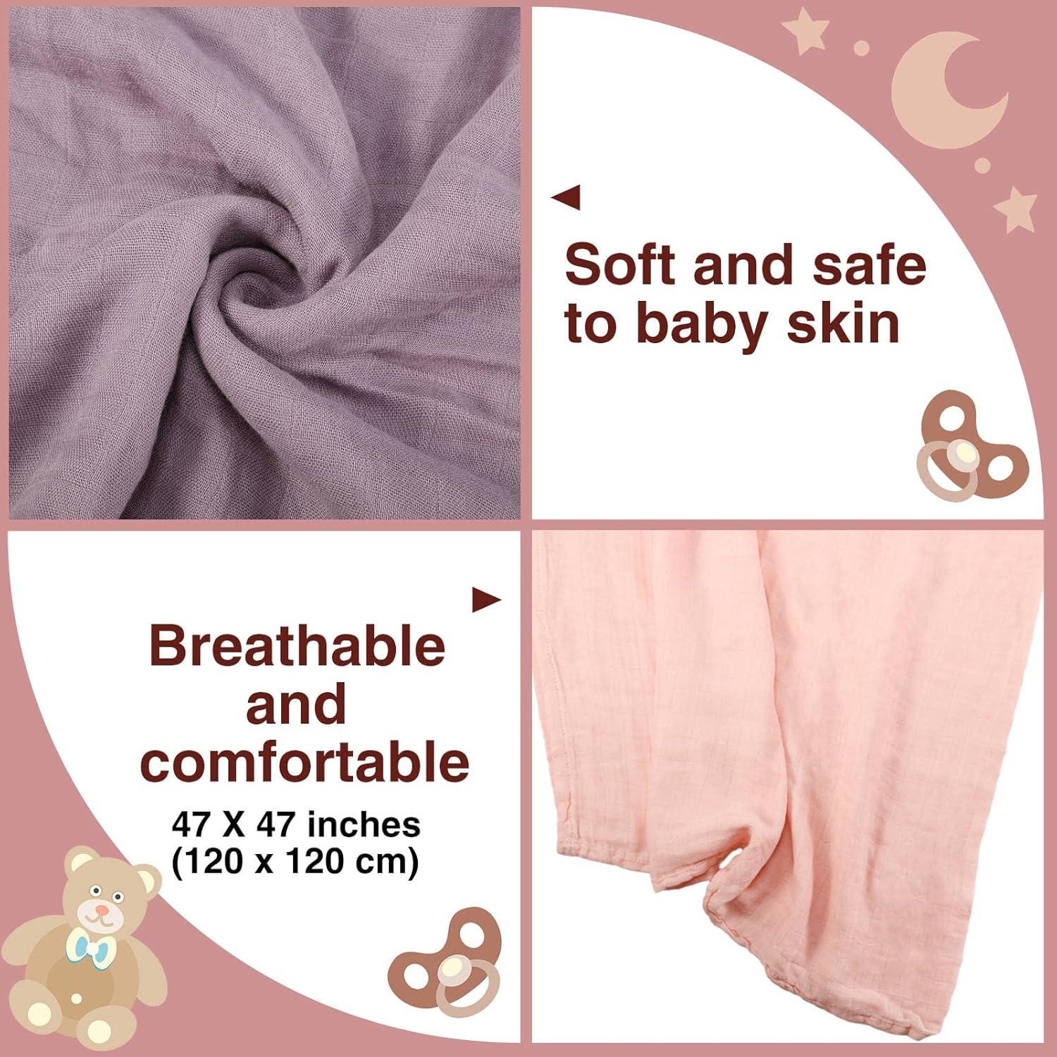 Mantas de Muselina Preboun 120x120 cm 6 Colores para Bebés