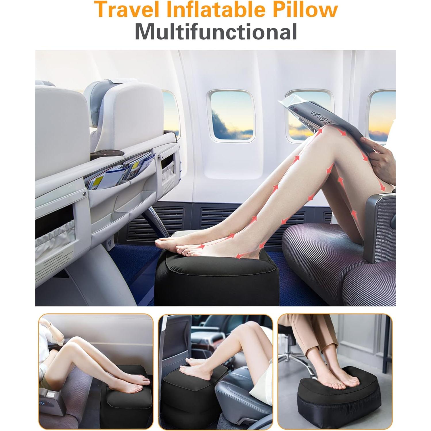 Almohada Inflable de Viaje Sunany para Descanso de Pies - Negro