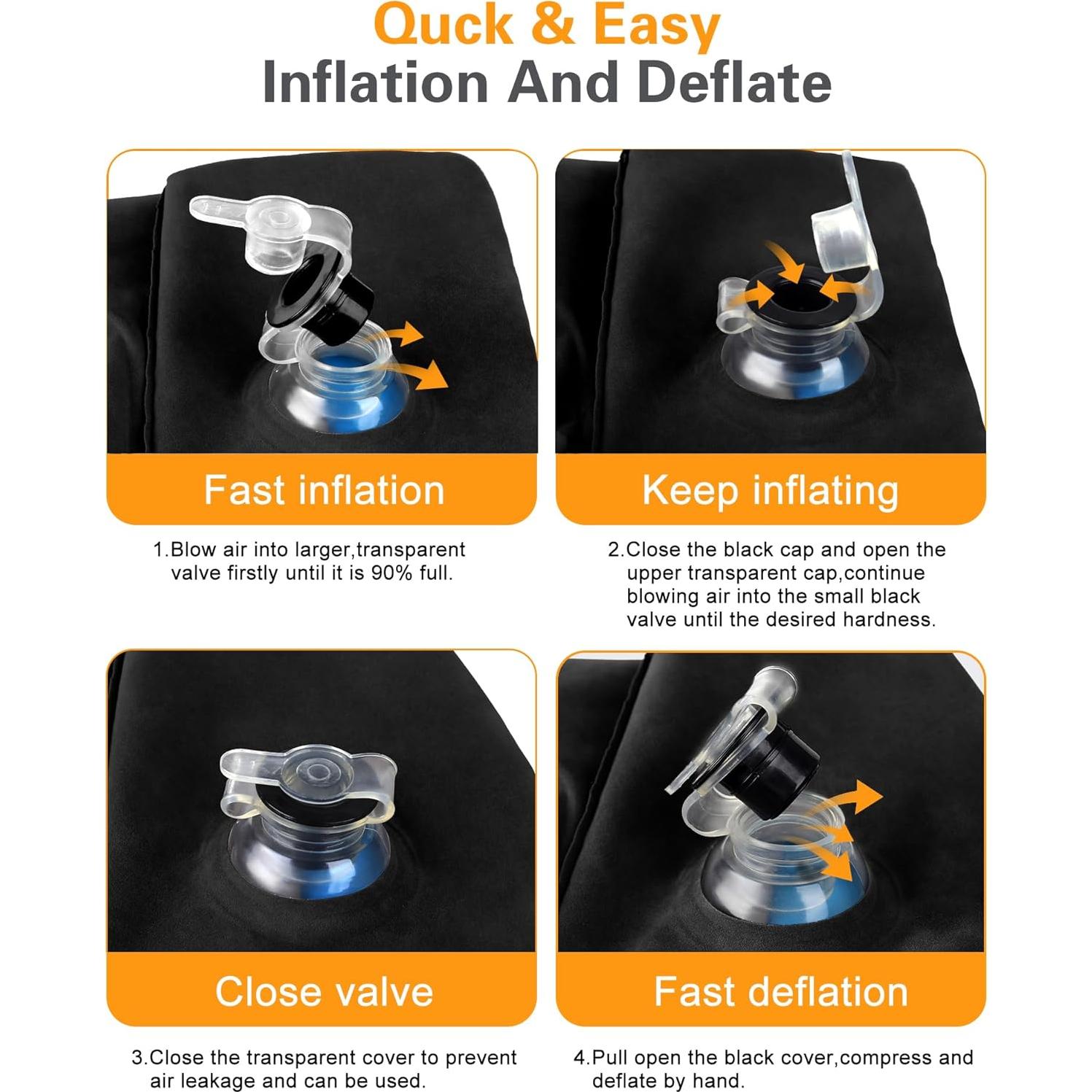 Almohada Inflable de Viaje Sunany para Descanso de Pies - Negro