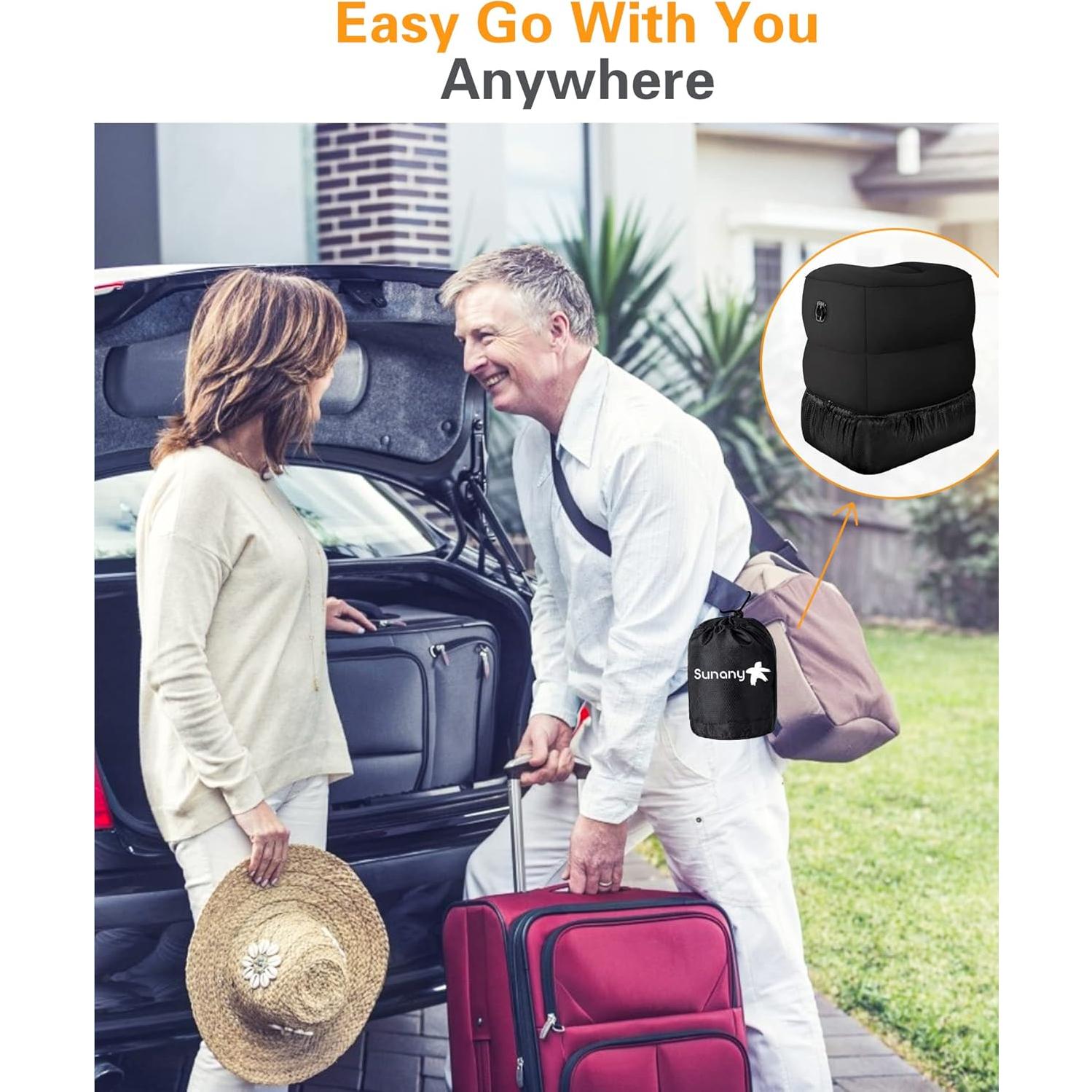 Almohada Inflable de Viaje Sunany para Descanso de Pies - Negro