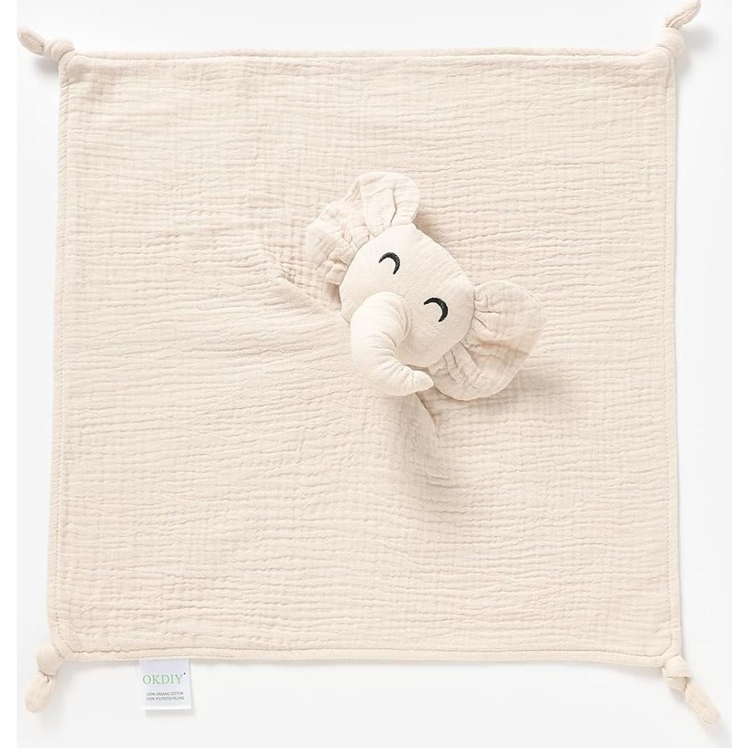 Manta de Muselina de Algodón Orgánico okdiy Elefante Khaki 40x40cm