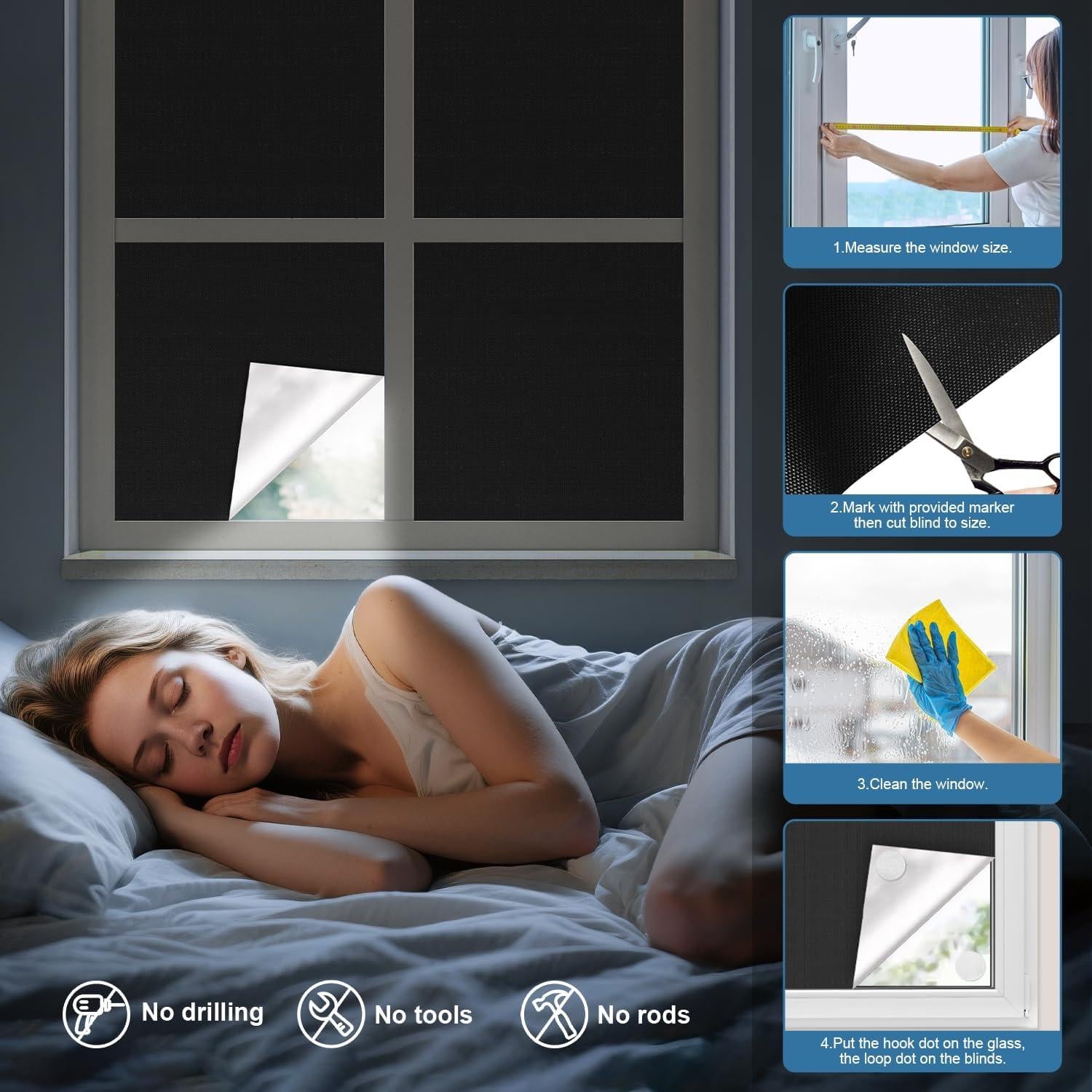 Cortinas Blackout 200x145cm BCJJ - Bloqueo de Luz Negro