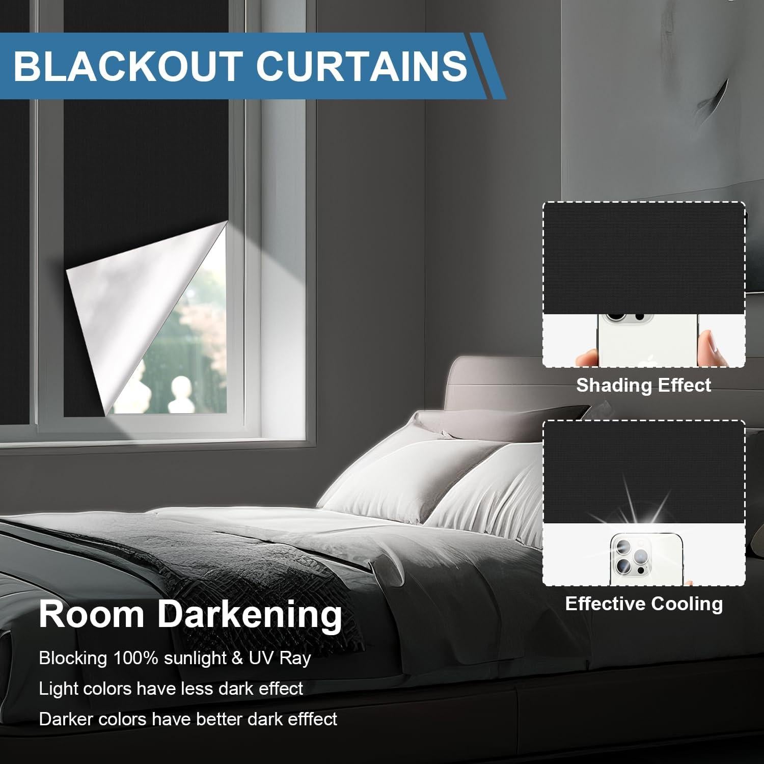 Cortinas Blackout 200x145cm BCJJ - Bloqueo de Luz Negro