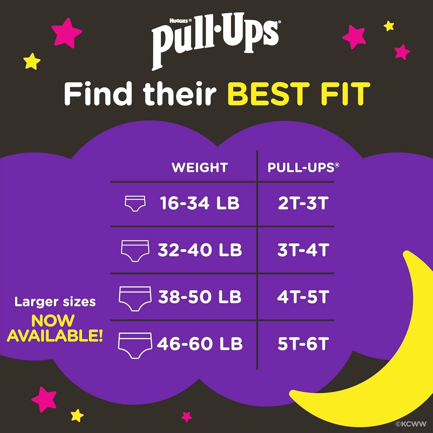 Pantalones de Entrenamiento Nocturno Pull-Ups Niñas 2T-3T 68 Ct
