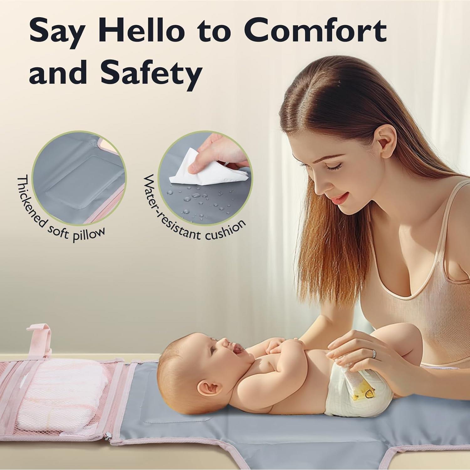 Almohadilla de Cambio Portátil Mommore Rosa Expandible 90-116 cm