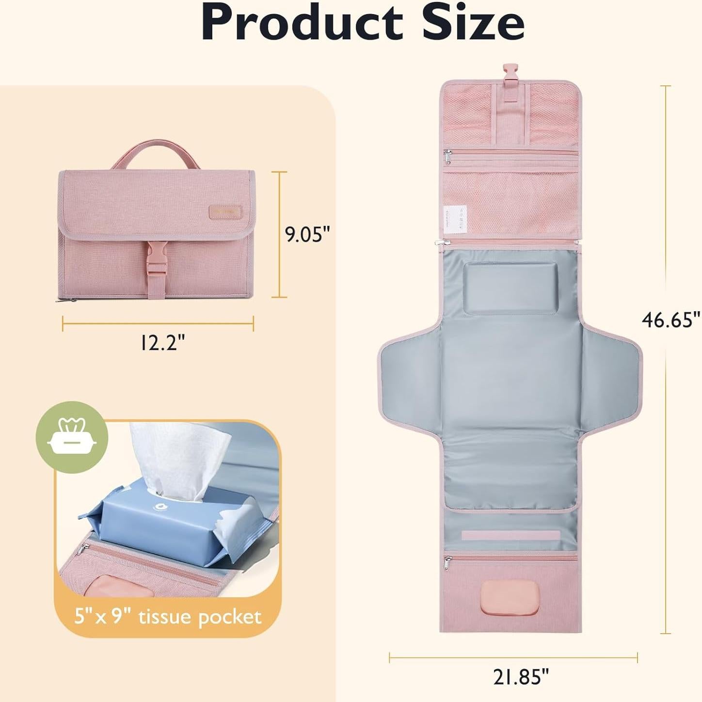 Almohadilla de Cambio Portátil Mommore Rosa Expandible 90-116 cm