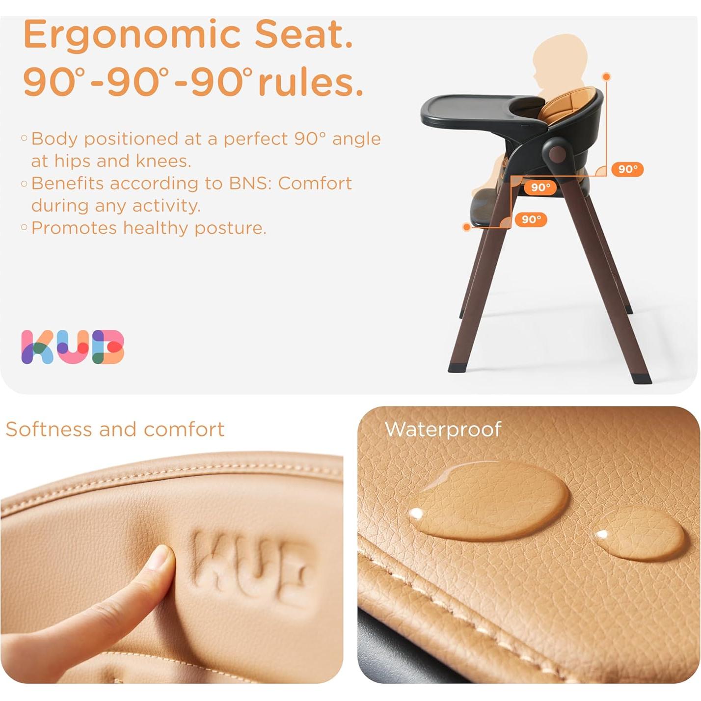 Silla Alta KUB Ajustable Plegable para Bebés y Niños 127kg