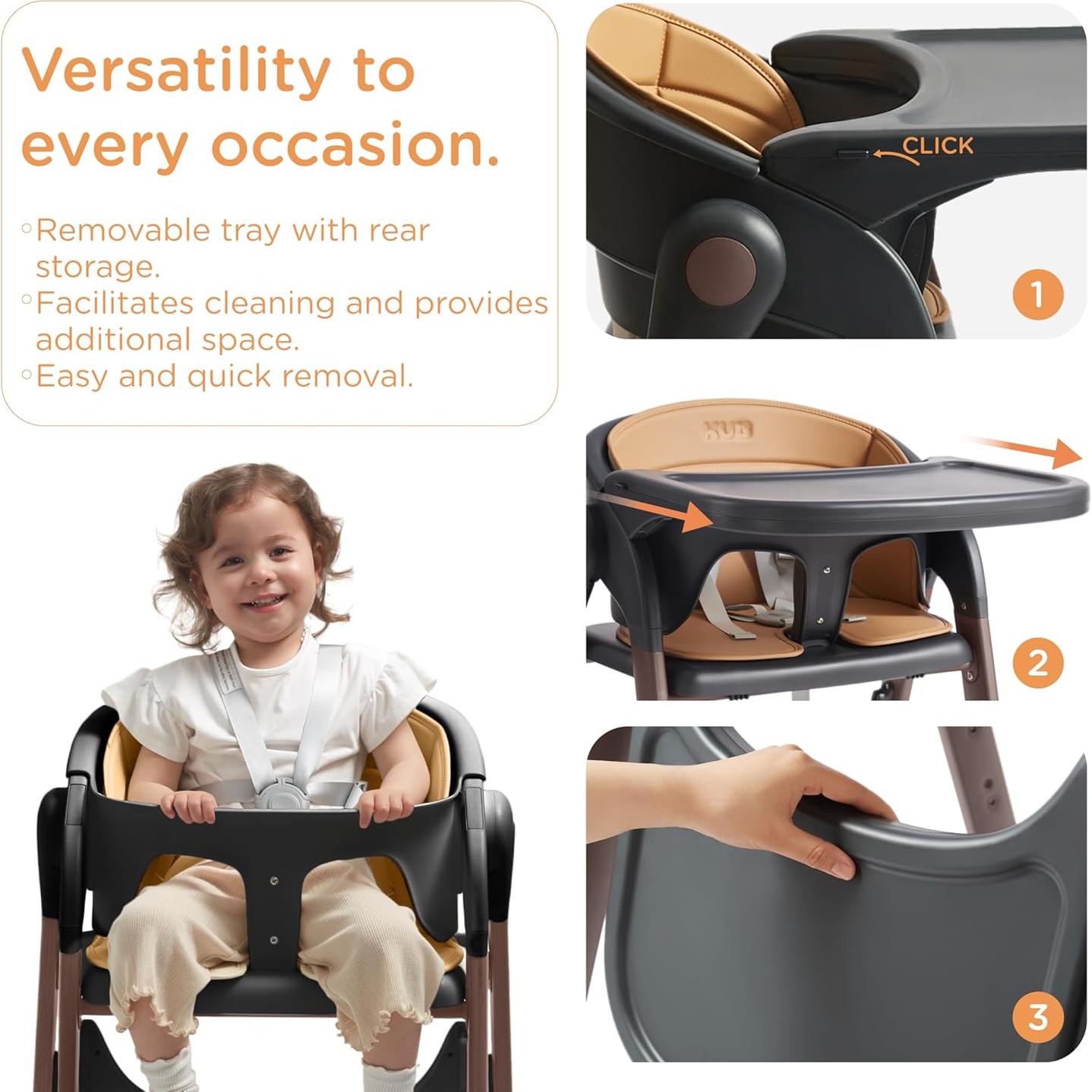 Silla Alta KUB Ajustable Plegable para Bebés y Niños 127kg