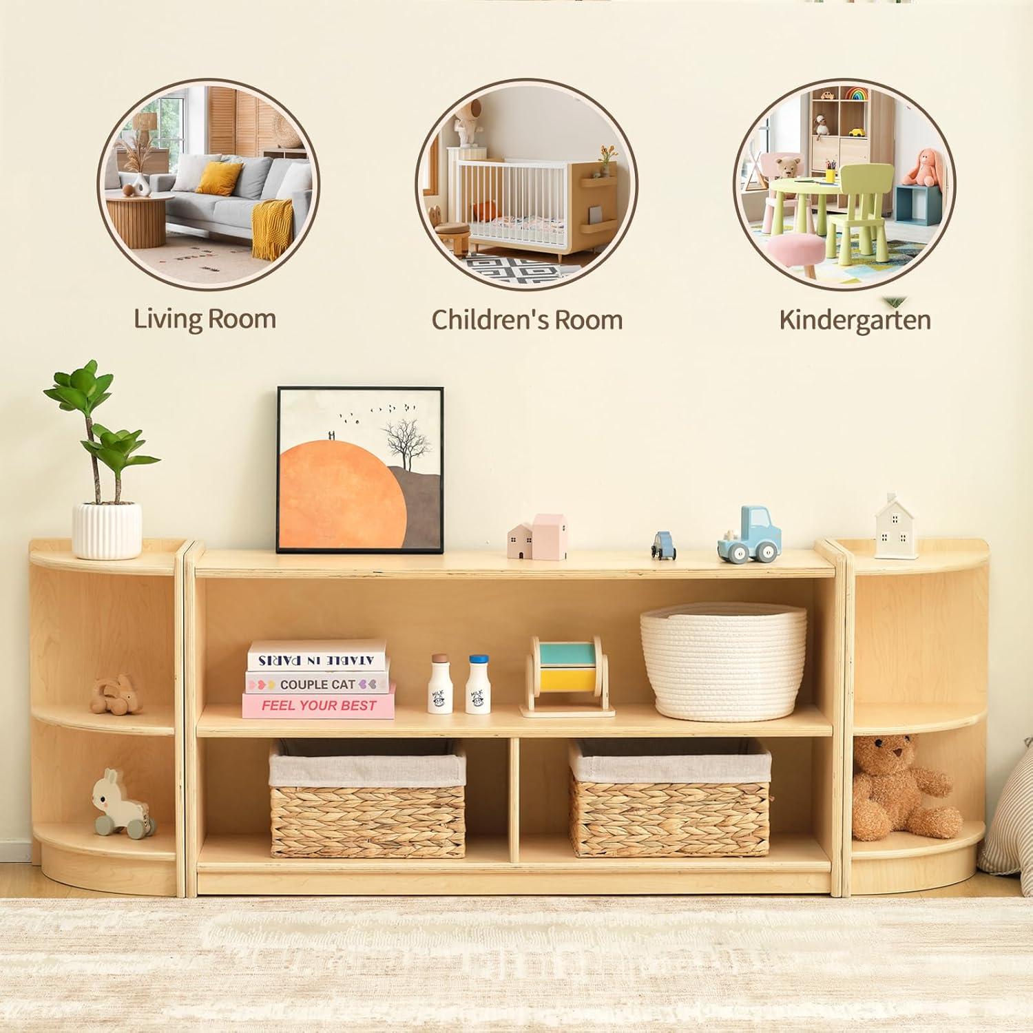 Armario de Esquina OOOK BCOK065, Estante Montessori 2 Niveles