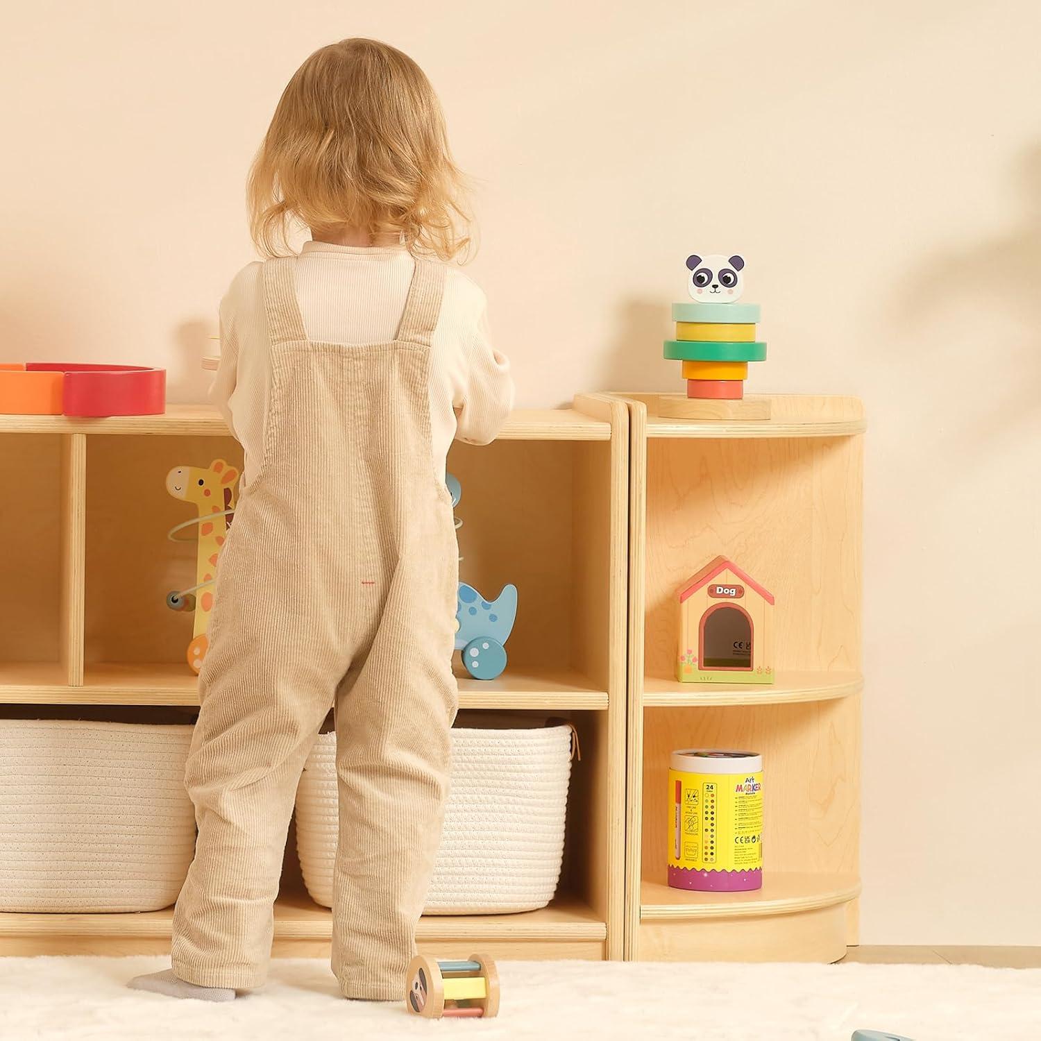 Armario de Esquina OOOK BCOK065, Estante Montessori 2 Niveles